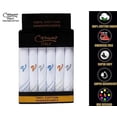 thumbnail image 3 of Caruso Italy Men's Initial Monogram V Embroidery 100% Pure Cotton Handkerchief White Base With Colored Border - Pack Of 6, 3 of 5