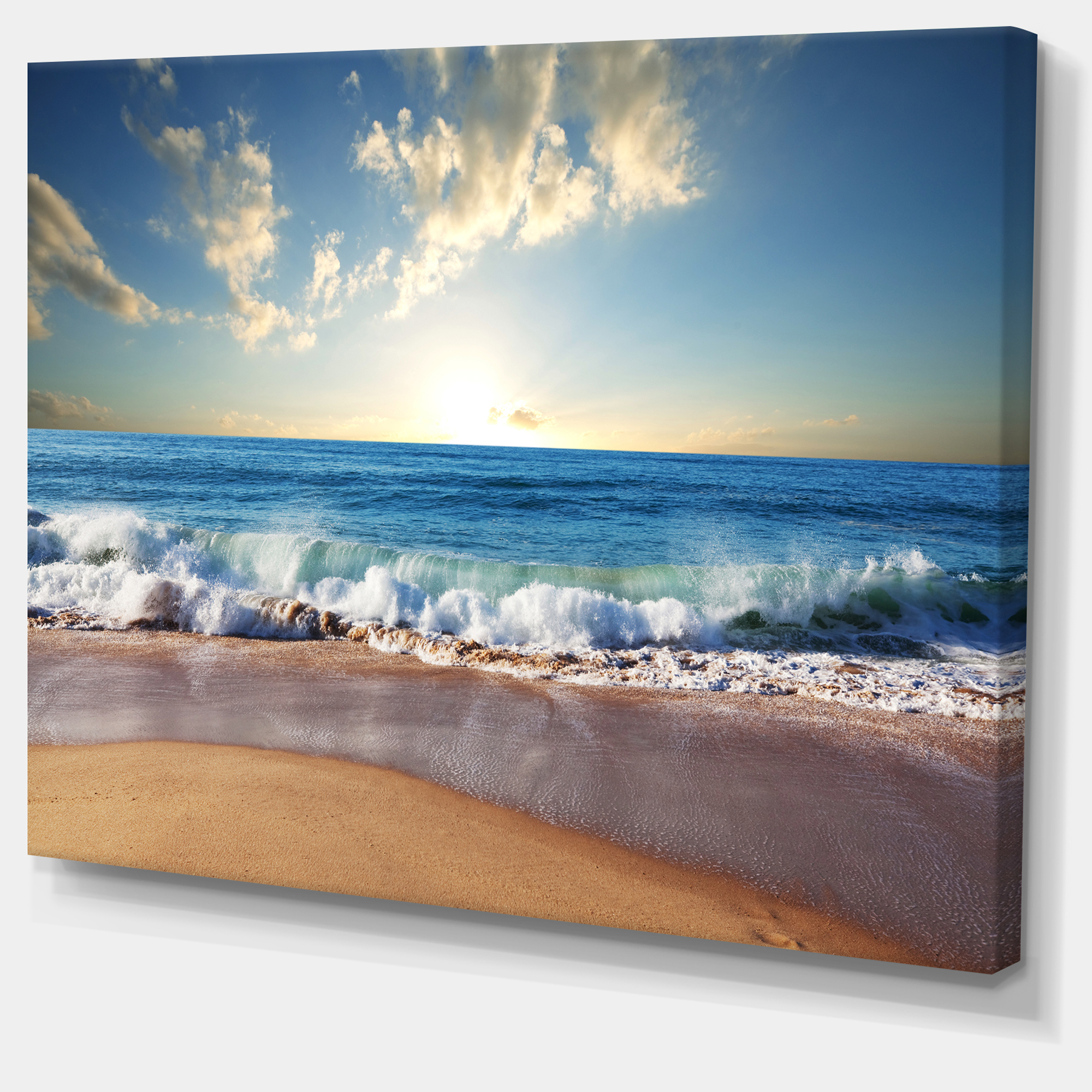 Designart 'Sea Sunset ' Seascape Photography Canvas Art Print