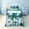 thumbnail image 2 of Homewish Glowing Butterfly Twin Sheets for Girls, Bling Stars Diamonds Bedding, Cyan White, 3pcs (1 Flat Sheet, 1 Fitted Sheet and 1 Pillowcase), 2 of 6