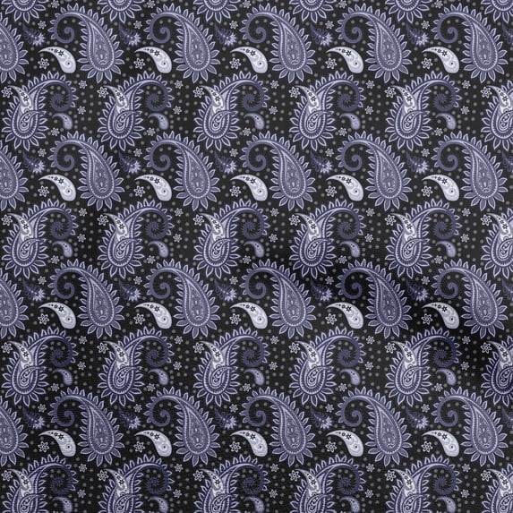 oneOone Viscose Jersey Black Fabric Asian Paisley Sewing Fabric By The Yard Printed Diy Clothing Sewing Supplies 60 Inch Wide