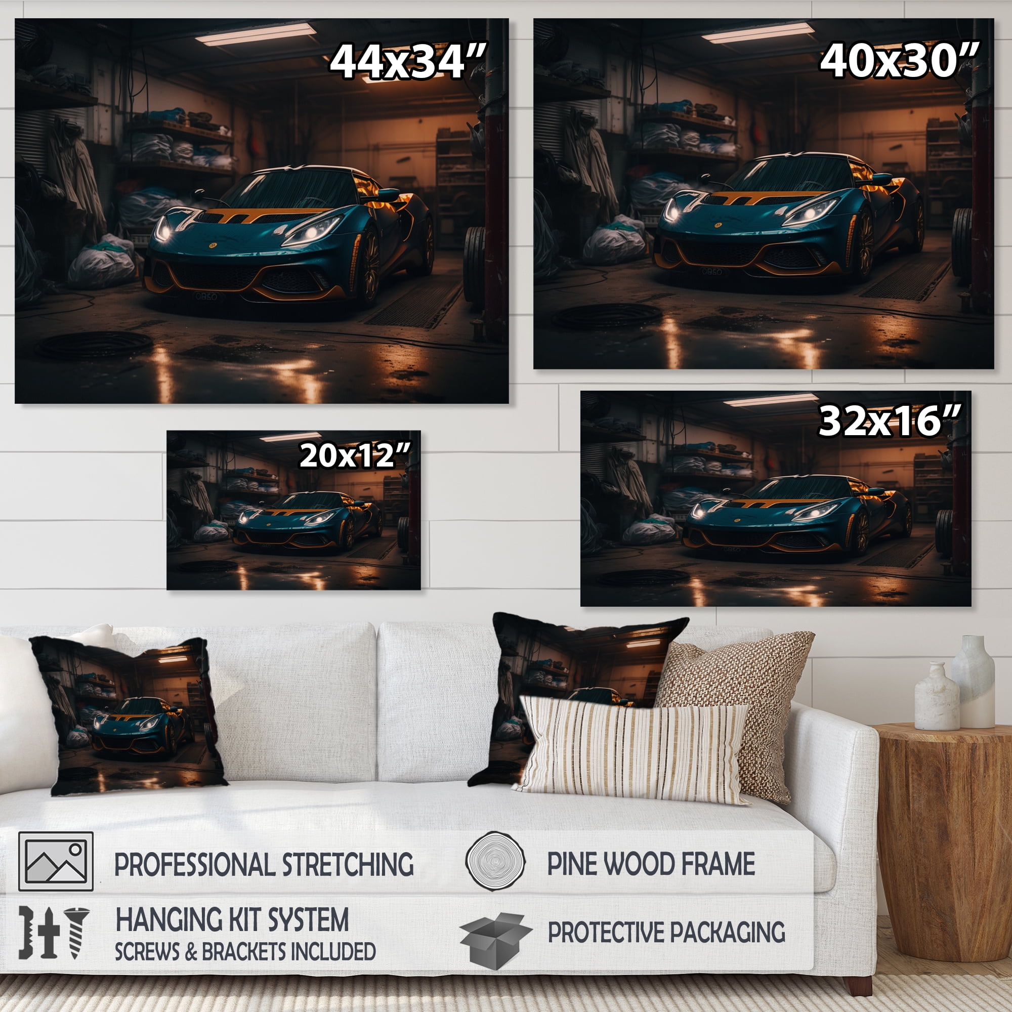 Designart Uk Car In Underground Garage Canvas Wall Art