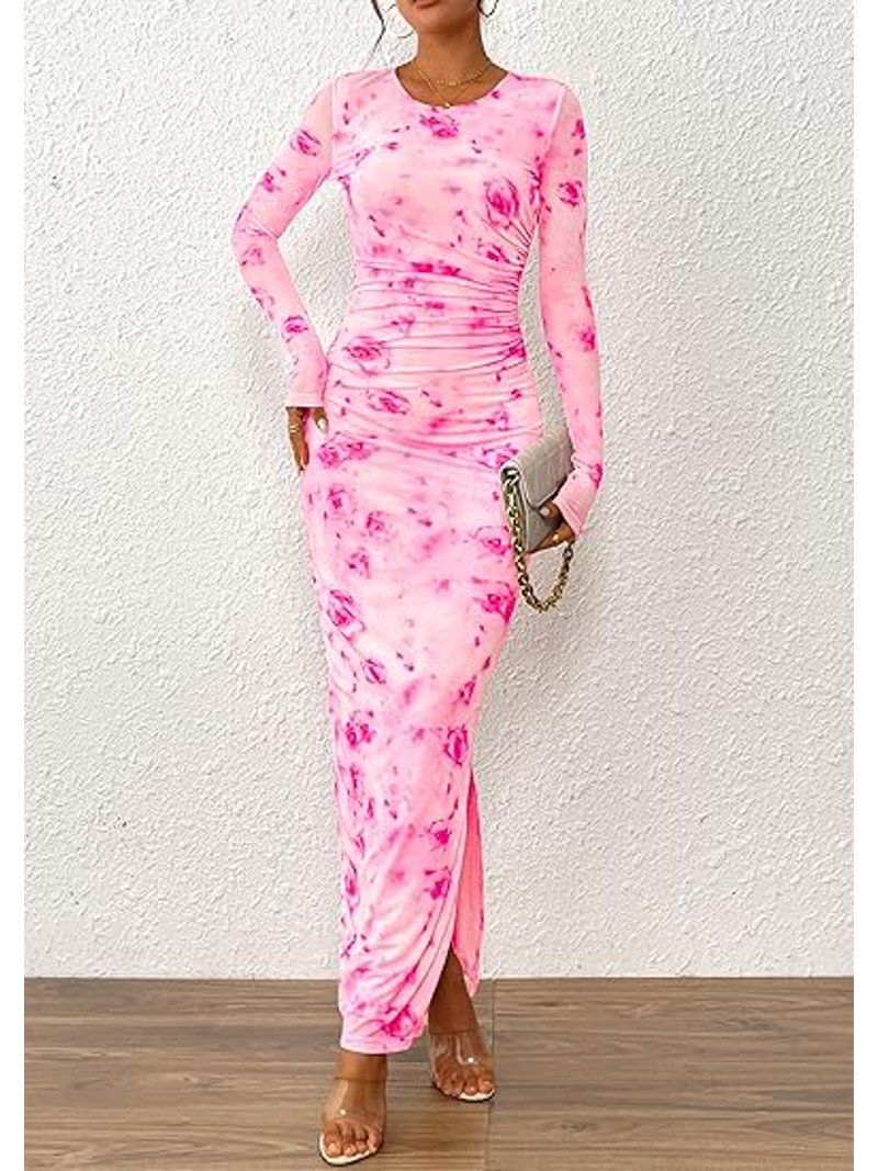 PRETTYGARDEN Women's Bodycon Maxi Dress Fall Spring Fashion Long Sleeve Floral Print Tight Fitted Party Club Ruched Dresses - Walmart.com PRETTYGARDEN Women's Bodycon Maxi Dress Fall Spring Fashion Long Sleeve Floral Print Tight Fitted Party Club Ruched Dresses - Walmart.com