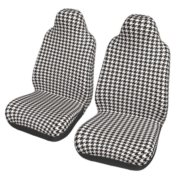 Fuzoiu Houndstooth Black And White Print Seat Covers Set, Car Seat Covers Front Seats, Car Seat Protector, Car Seat Cushion, Seat Covers Carseat Cover Universal Fit for Most Cars
