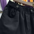 thumbnail image 2 of AKOEE Cotton Summer Shorts Womens Elastic Waist Wide Leg Casual Short Pants with Pockets Solid Color Dressy Shorts (M, Black), 2 of 6