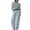 J03#Light Blue, variant on zfwon 2 Piece Co Ord Set Women Tracksuit Ladies Short Sleeve Round Neck Pocket Tops & Relaxed Lounge Pants Lounge Wear Set Casual Knitwear Outfit for Spring Summer Fall Daily Wear
