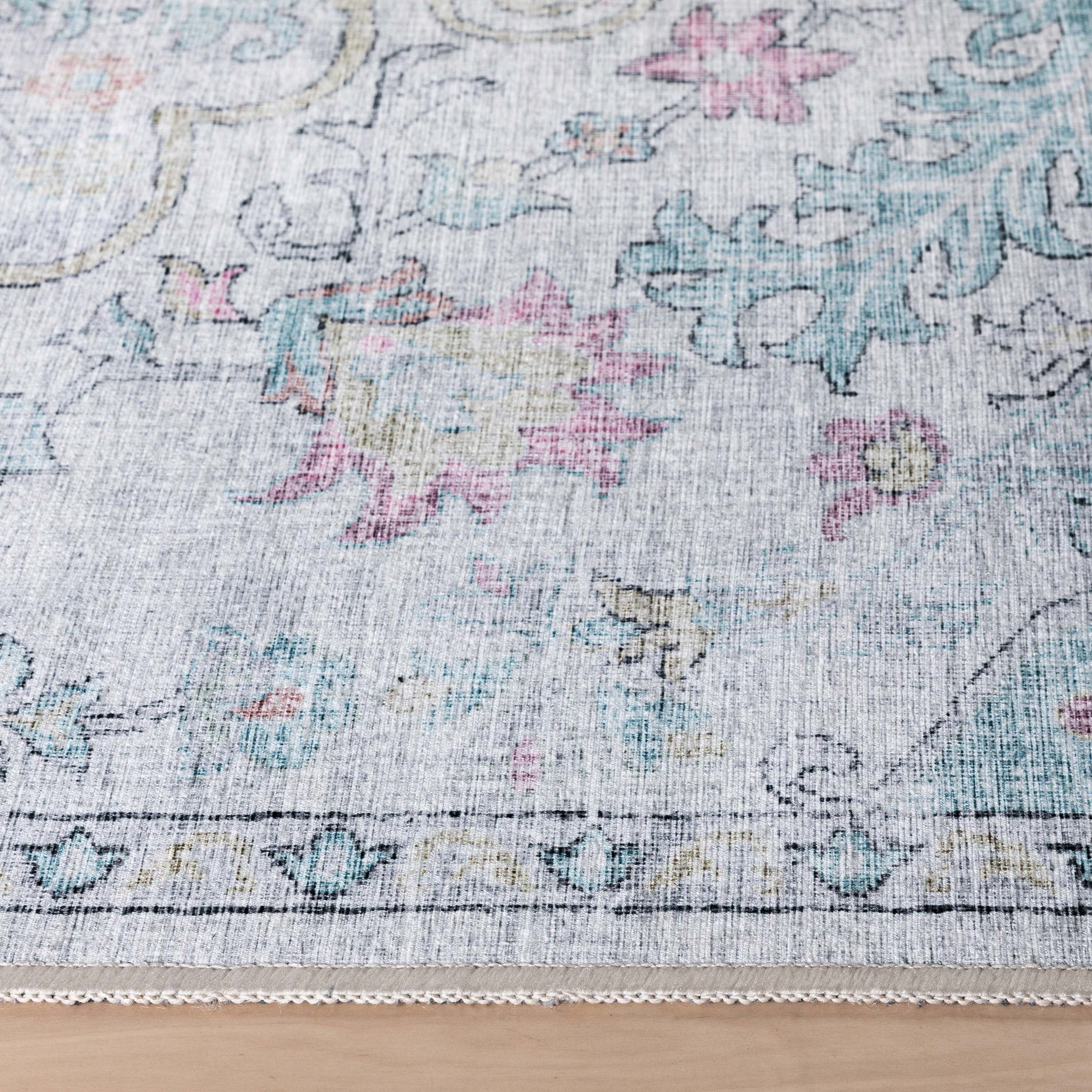 Well Woven Apollo Blythe Modern Vintage Blue 2'7" x 9'6" Runner Easy Clean Rug