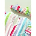 thumbnail image 5 of Bagilaanoe Newborn Baby Girl Rompers Rainbow Stripe Print Fly Sleeve Bodysuit + Headband 3M 6M 9M 12M Infant Ruffles One Piece Jumpsuit, 5 of 9