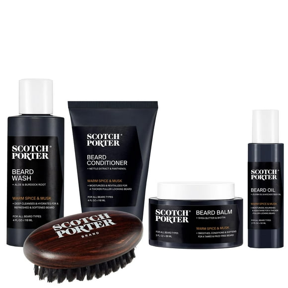 Scotch Porter Beard Care Kit &acirc;&#128;&#147; Cleanse, Moisturize, Soothe & Style Coarse, Dry Hair while Encouraging Growth for a Fuller/Healthier-Looking Beard &aci