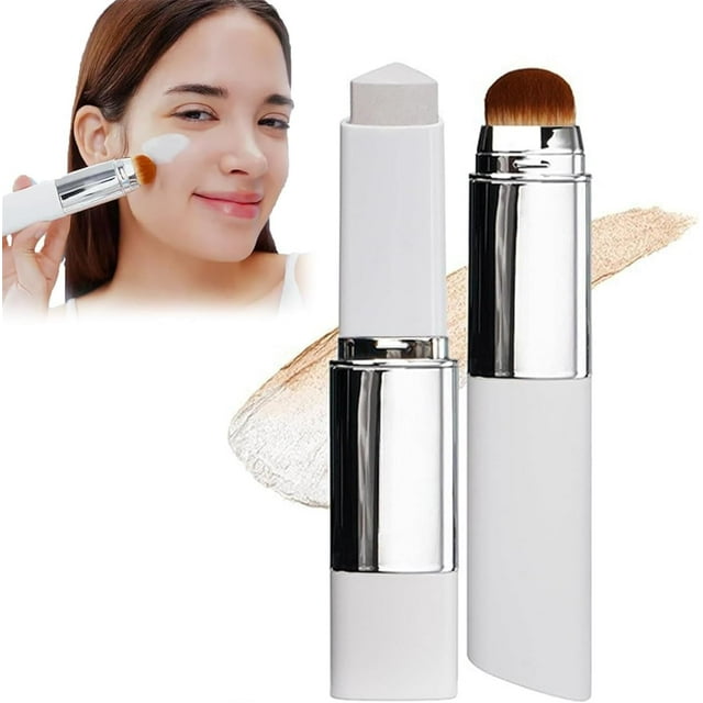 1 piece, concealer white Korean foundation stick, Korean color-changing foundation stick, medium to full coverage, suitable for all skin types, with brush applicator.