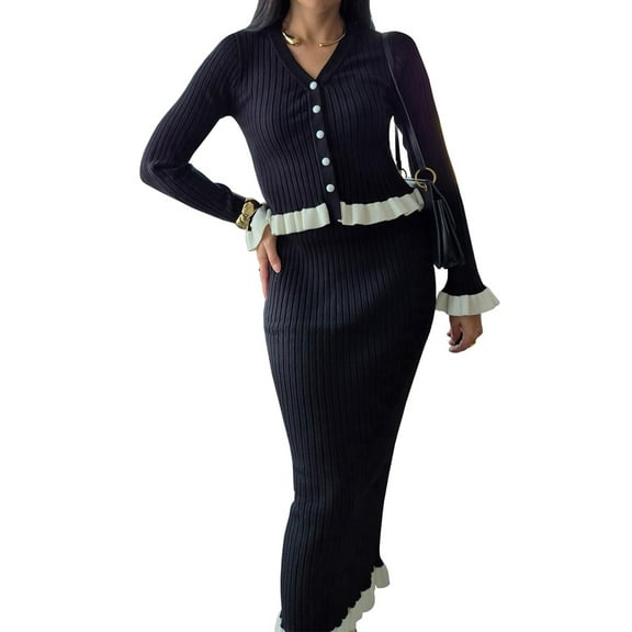 Womens Sweater Sets 2 Piece Outfits Sweater Skirt Set