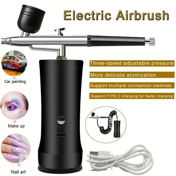 Rechargeable Cordless Airbrush Kit With Compressor, Portable Handheld Air Brush Gun for Nail Art, Makeup, Painting & Cake Decor