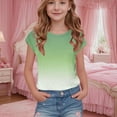 thumbnail image 2 of Agkizg Summer Girls Casual Tops Fashion Short Sleeve Tops Round Neck Gradient Color T Shirts Loose Fitting Cute Kids Clothes Tops, 2 of 4