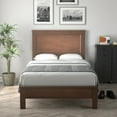 thumbnail image 4 of Gymax Twin Size Bed Frame Platform Slat High Headboard Bedroom Rubber Wood Leg Walnut, 4 of 10