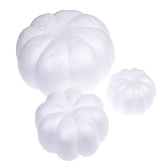 3Pcs White Foam Pumpkins DIY Arts Decoration Handcraft Fall Polystyrene Pumpkins Artificial Pumpkins Kid for Halloween Holiday Party Wedding