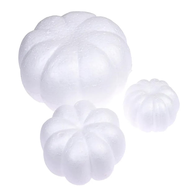 3 calabazas de espuma blanca para niños, calabazas de poliestireno hechas a mano, manualidades para modelado de Halloween, proyectos de ciencia de