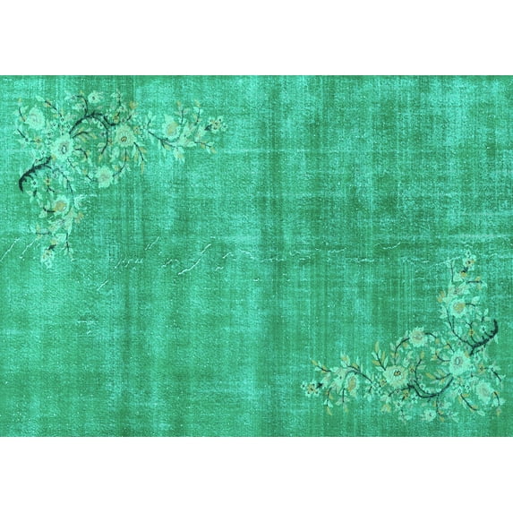 Ahgly Company Machine Washable Indoor Rectangle Oriental Turquoise Blue Asian Inspired Area Rugs, 2' x 4'