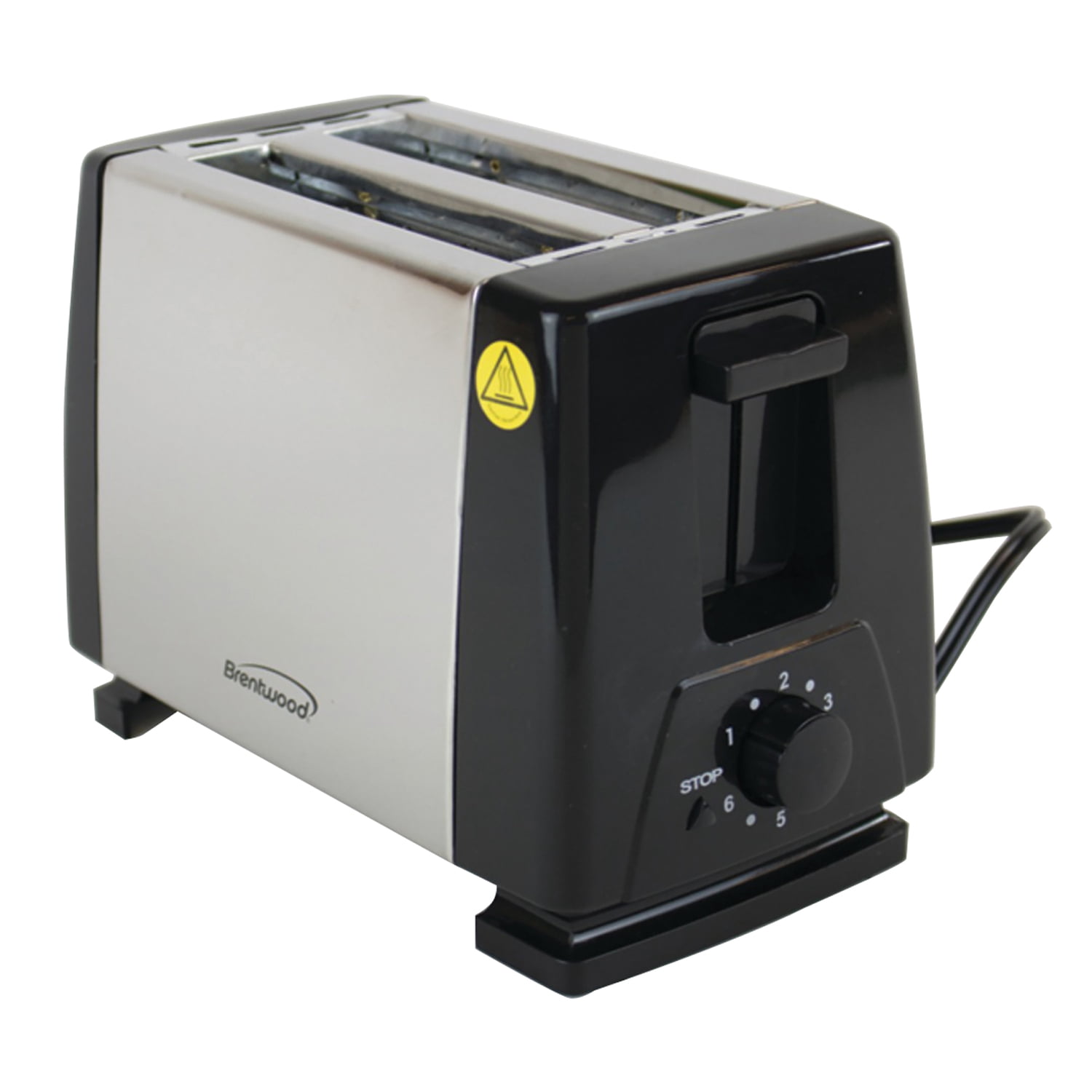 Brentwood 2-Slice Toaster, Black/Silver, Extra-Wide Slots