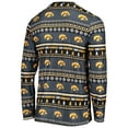 thumbnail image 3 of Men's Concepts Sport Black Iowa Hawkeyes Ugly Sweater Long Sleeve Top and Pants Sleep Set, 3 of 5