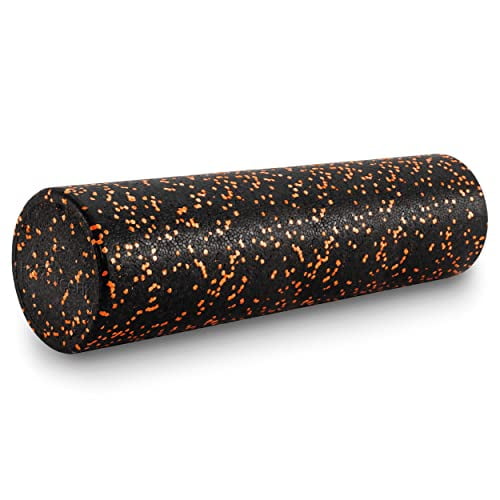 ProsourceFit High Density Foam Rollers 24 - inches long, Firm Full Body Athletic Massager for Back Stretching, Yoga, Pilates, Post Workout Trigger Point Release, Black & Orange