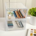 thumbnail image 3 of Martha Stewart Brody 2 Pack Plastic Stackable Office Desktop Organizer Boxes with Drawer, 6" x 7.5", 3 of 10