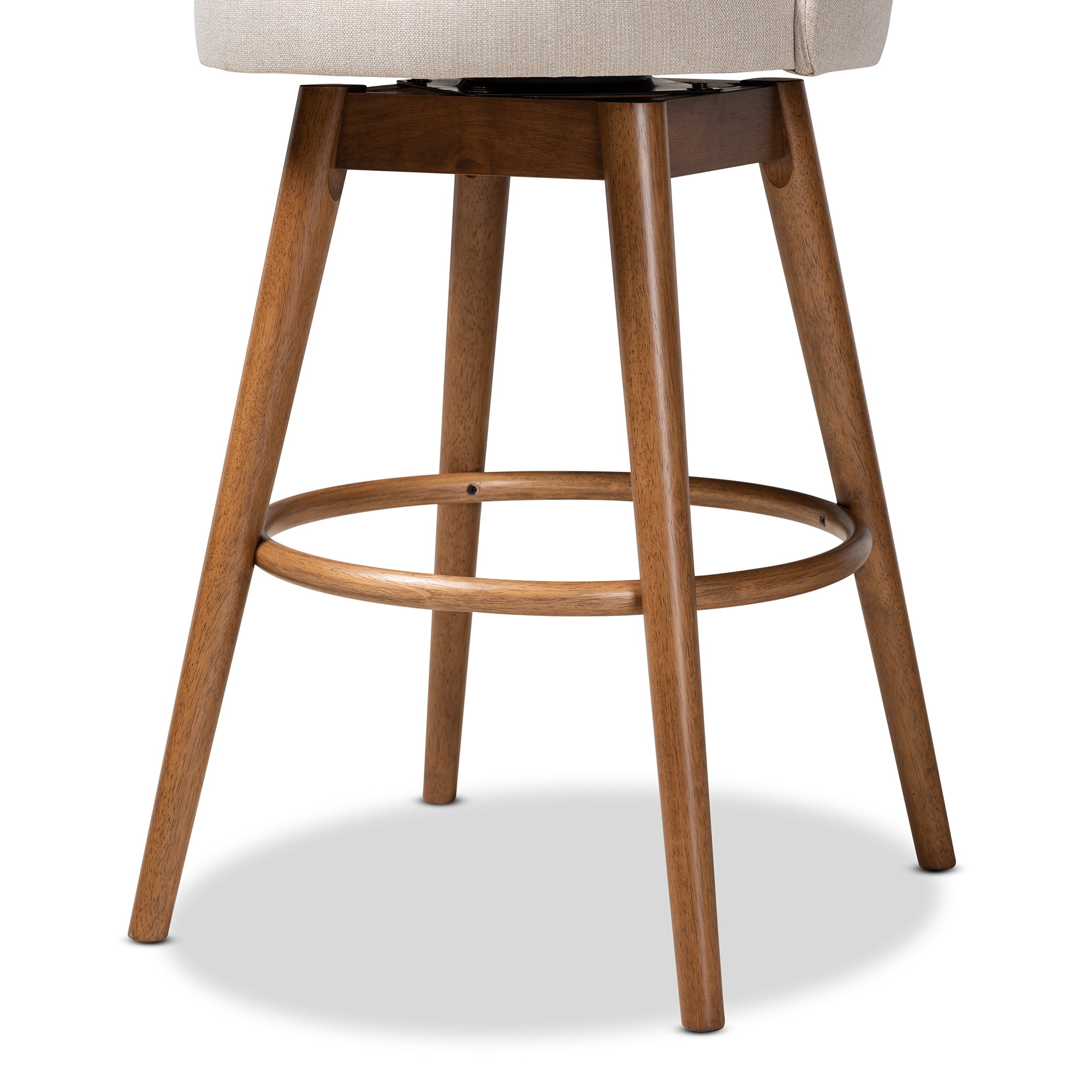 Baxton Studio Carra Round Swivel Armless Bar Stools, Beige (Set of 2)