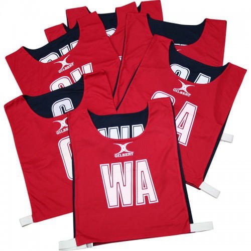 Gilbert Red/Navy Reversible Netball Bibs