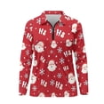 thumbnail image 4 of Yuyamidu Santa Claus Women's V Neck Golf Shirts HO-HO-HO Long Sleeve Quarter Zip Tennis Top Active Tennis Shirts Red Christmas Tennis Tops Clothes Size 2XL, 4 of 8
