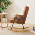 thumbnail image 2 of Nursery Rocking Chair, Upholstered Glider Rocker with High Backrest, Side Pockets, Thick Seat Cushion, Modern Rocking Recliner for Living Room, Nursery, Bedroom, Brown, 2 of 6