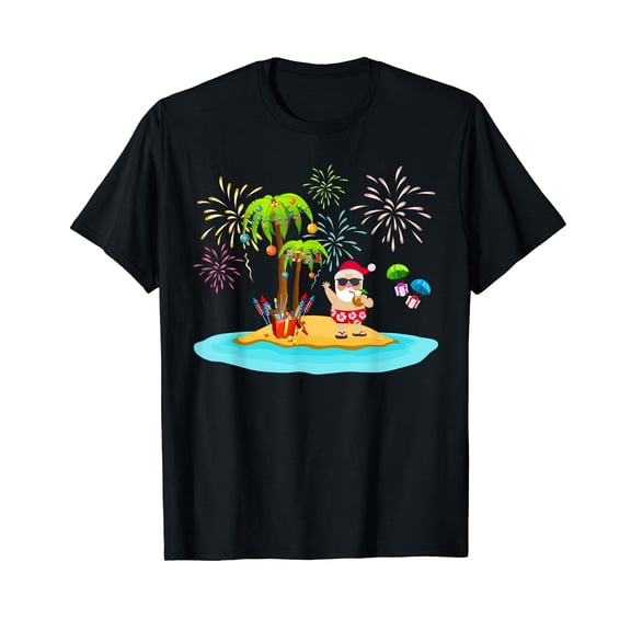 Decorated Christmas Palm Tree Tropical Xmas Coconut Lights T-Shirt