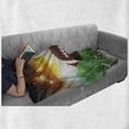 thumbnail image 6 of Sports Soft Flannel Fleece Throw Blanket, American Football Ball Warm Properties on Grass Turf Field Team Art Graphic, Cozy Plush for Indoor and Outdoor Use, 50" x 60", Brown Green, by Ambesonne, 6 of 6