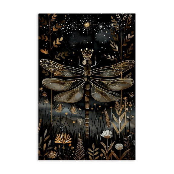Stupell Industries Regal Gilded Dragonfly Animals & Insects Painting Gallery Wrapped Canvas Art Print Wall Art, 16 x 24