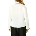thumbnail image 3 of MODA NOVA Juniors' Plus Size Ruffle Peter Pan Long Sleeves Button up Shirt White 2X, 3 of 6