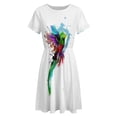 thumbnail image 4 of WaterColor Quetzal from Guatemala Dress Summer Street Style Dresses Female Short Sleeve Printed Sundress, 4 of 7