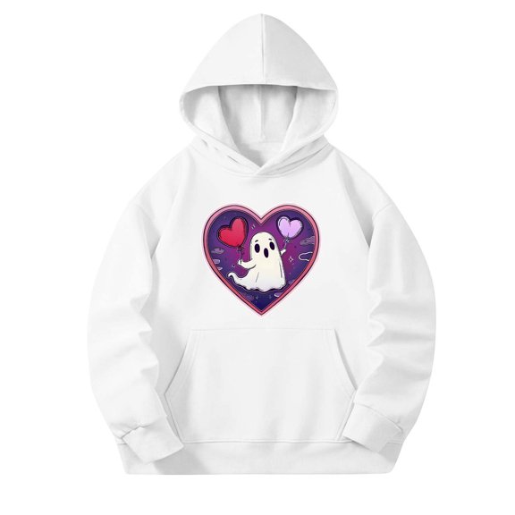 BRGZLK Toddler Boys Girls Halloween Sweatshirt Stylish Cute Pumpkin Ghost Long Sleeve Fleece Pullover Hoodies Crewneck Comfortable Shirt Tops with Pockets White C 9-10 Years