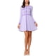 thumbnail image 1 of Vestido A-Line Elegante de Cuello Redondo con Botones para Mujeres INSPIRE CHIC en Cuadros Houndstooth Color Púrpura, 1 of 6