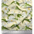 thumbnail image 1 of Soimoi Poly Georgette Fabric Leaves & Lily Floral Printed Craft Fabric by The Yard 42 Inch Wide, 1 of 3