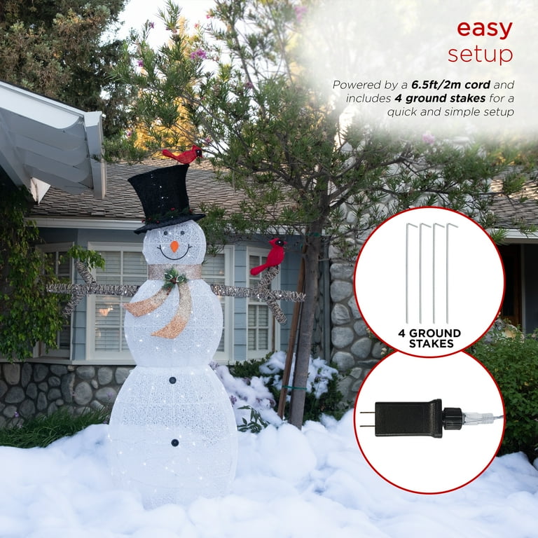 SnowMan  Alpine Corporation 74 in. Tall Mesh Snowman Decor with Red