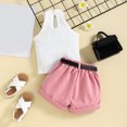 thumbnail image 5 of EnJoCho Clothes Girls Size 5 Summer Toddler Girls Sleeveless Ribbed Vest Tops and Shorts Belt Waist Bag Outfits Children Outer Home Clothing Outfits, 5 of 8