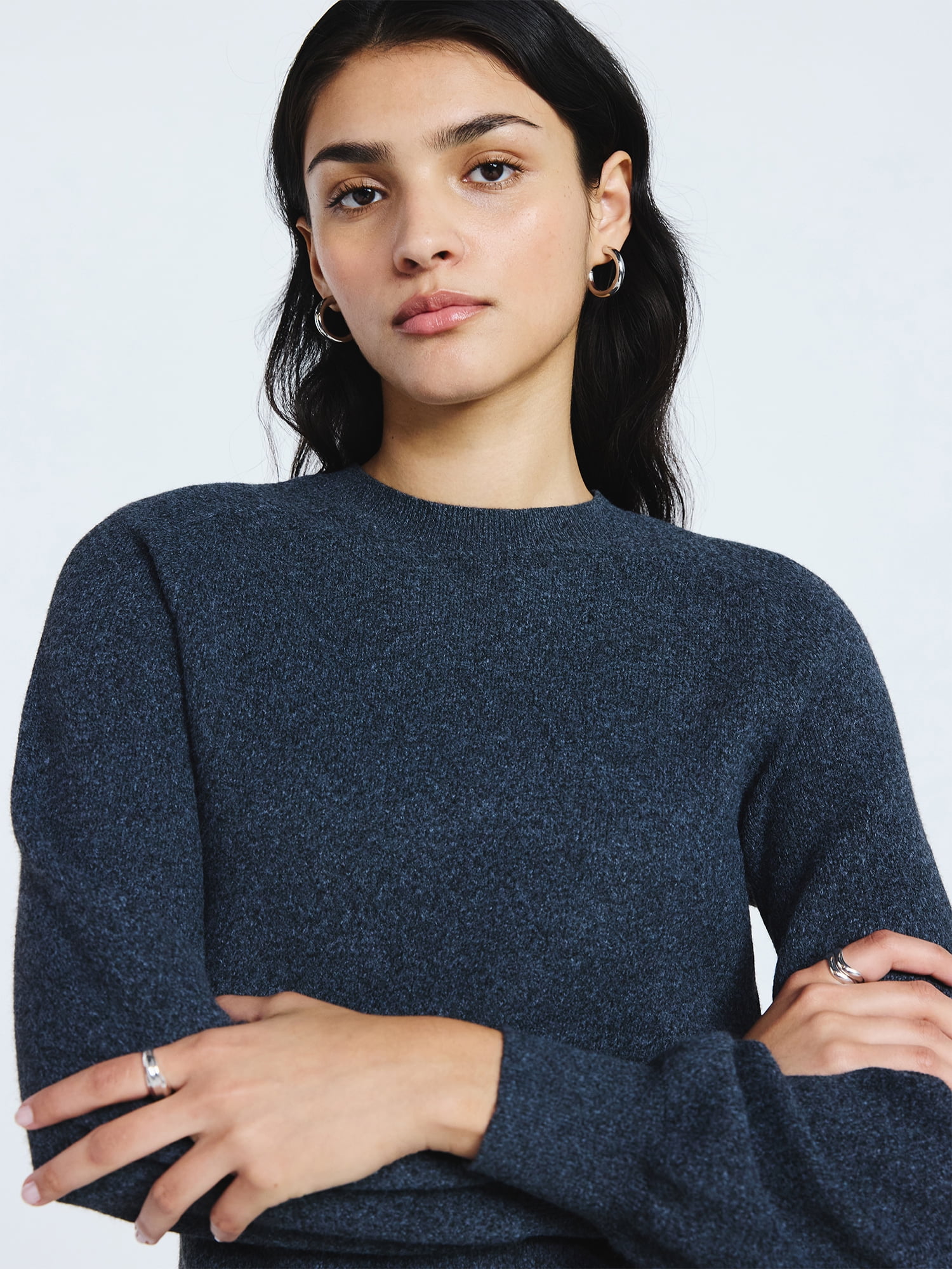 Scoop Long Sleeve Saddle Sweater Dress, Sizes XS-XXL