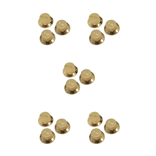 Billuyoard Tapas de potenciómetro de guitarra eléctrica, perilla de volumen dorado de repuesto, suministros de cuerda, botón de tono resistente Type2 NO2