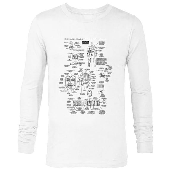 Marvel Iron Man Stark Industries Black Armor Details - Long Sleeve T-Shirt for Men - Customized-White
