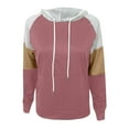thumbnail image 4 of hoksml Women Patchwork Hoodies T-Shirt Long Sleeve Casual Sweatshirt Top Drawstring Blouse, 4 of 6