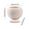 thumbnail image 2 of Ceramic Flower Pot with Tray for Indoor Plants, Matte Spherical Striped Planter with Saucer, Scandinavian Style Pot for Fresh Flowers,&nbsp;Cacti, and Home Decor, 2 of 4