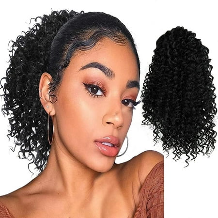 Kinky Curly Drawstring Ponytail Extension for Black Women HairPiece Roots  Short Afro Kinky Ponytail Extension Clip in Ponytails Hair Extensions(1b#)  | Walmart Canada