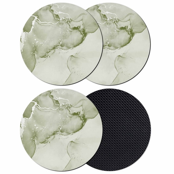 Sage Green Marble Textured Coasters for Drinks,Absorbent Non Slip Rubber Drink Coasters Set of 4 for Cup,Table,Bar,Home Decor, Abstract Ocean Fluid Art