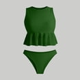 thumbnail image 4 of LEKWK High Waisted Tankini Swimsuits for Women 2 Piece Ruffle Hem Crop Top High Neck Modest Bathing Suits Tummy Control Bottoms Summer Swim Outfits, 4 of 7