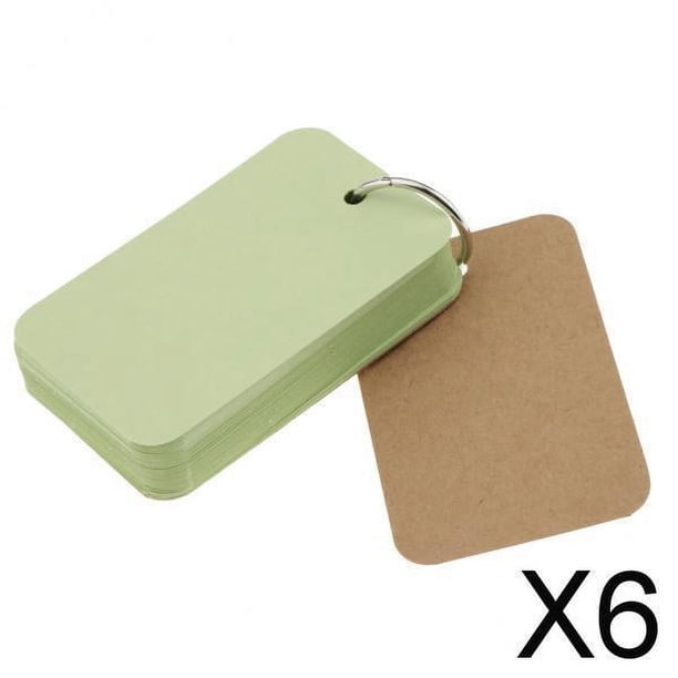 5x50 Hojas Tarjetas de Notas en Tarjetas Flash Tarjetas de Estudio con Anillo de Carpeta Verde , 6 piezas