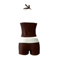 thumbnail image 5 of CUZIBR Girls Swimsuit Two Piece Floral Print Summer Sleeveless Halter Neck Beachwear Tank Tops And Shorts Tankini Sets Bathing Suit,Coffee,11-12 Years, 5 of 7