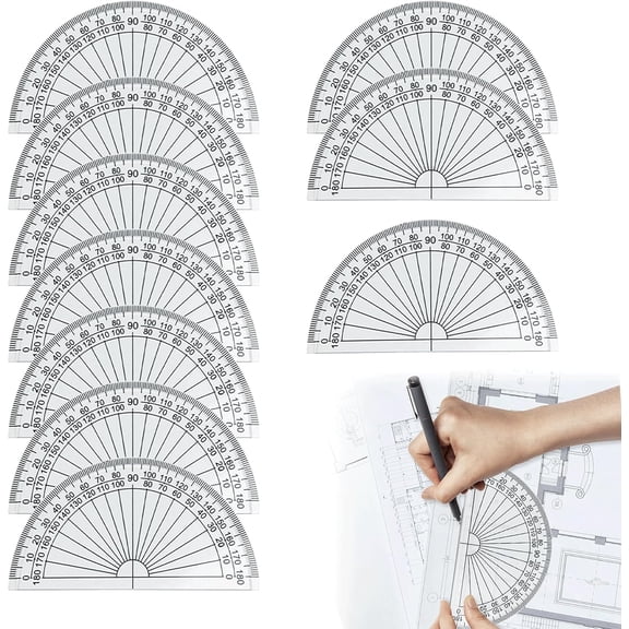 10PCS Helix Protractor 180 Degrees Protractor Set 4 Inches Protractor Set Clear Maths Protractor Pack for Math Protractor Rulers Sets Large Protractor for Painting and Measuring Homework