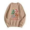 thumbnail image 4 of Womens Tops Long Sleeve Shirts Cow Christmas Print Sweatshirts Festive Western Graphic Pullover Casual Soft Crewneck Fall Clothes for Women Tees Blouses Khaki L, 4 of 4
